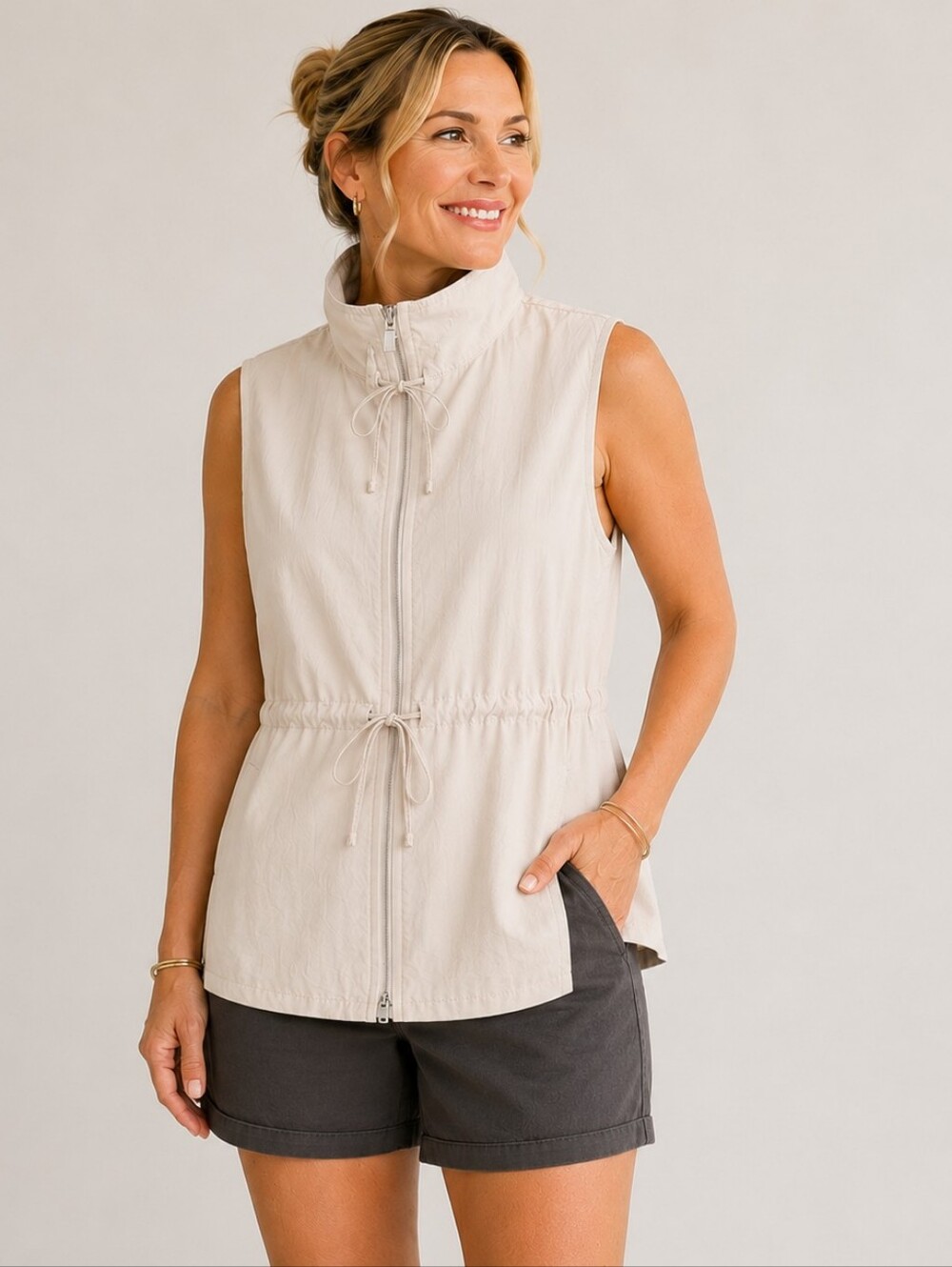A-226-Zara Sleeveless Utility Vest with Hood | XL | NWT